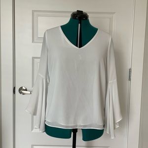 IMPECCABLE PIG White Flounce Sleeve, Backless Blouse